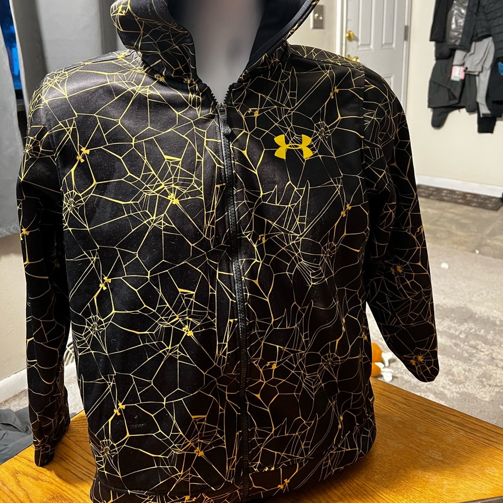 Under Armour Zip Up Coat Size YLG/JR Yellow/black